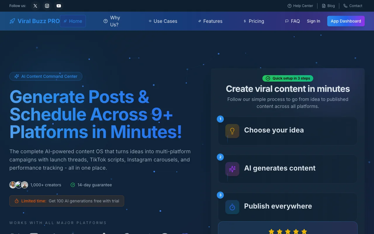 ViralBuzz.pro homepage preview